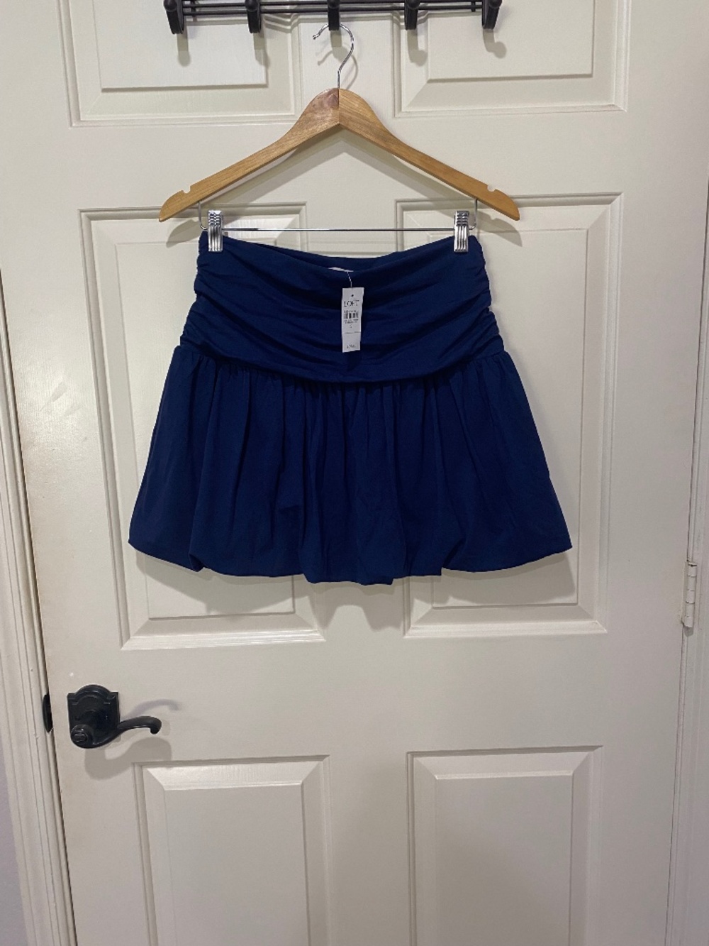 NWT LOFT Blue Soft Bubble Mini Skirt Ruched Waist Size Small
